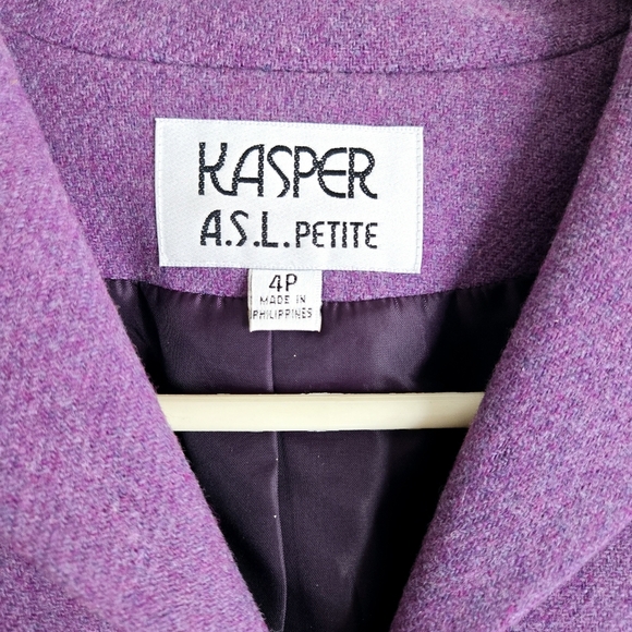 Kasper ASL Blazer Size Petite 4 Vintage Suit Jacket SuitSeparates Wool Blend - Picture 3 of 9